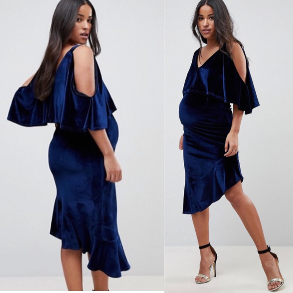 ASOS  Velvet stretchy Maternity Dress